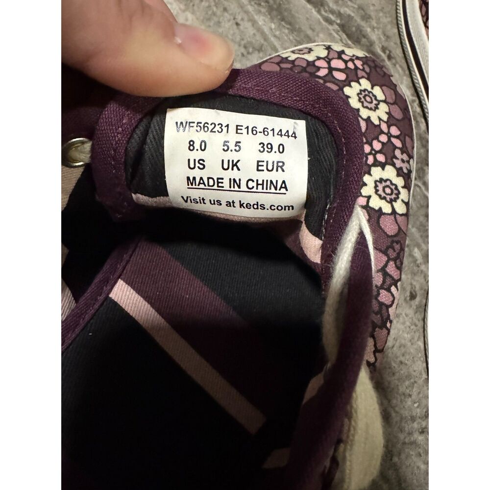 Kate Spade x Keds Purple Floral Print Canvas Sneakers Shoes Womens Size 8 - Picture 10 of 10